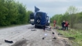 Ukraine -- Russian attack on a bus kills 9, Sumy region, 17May2025